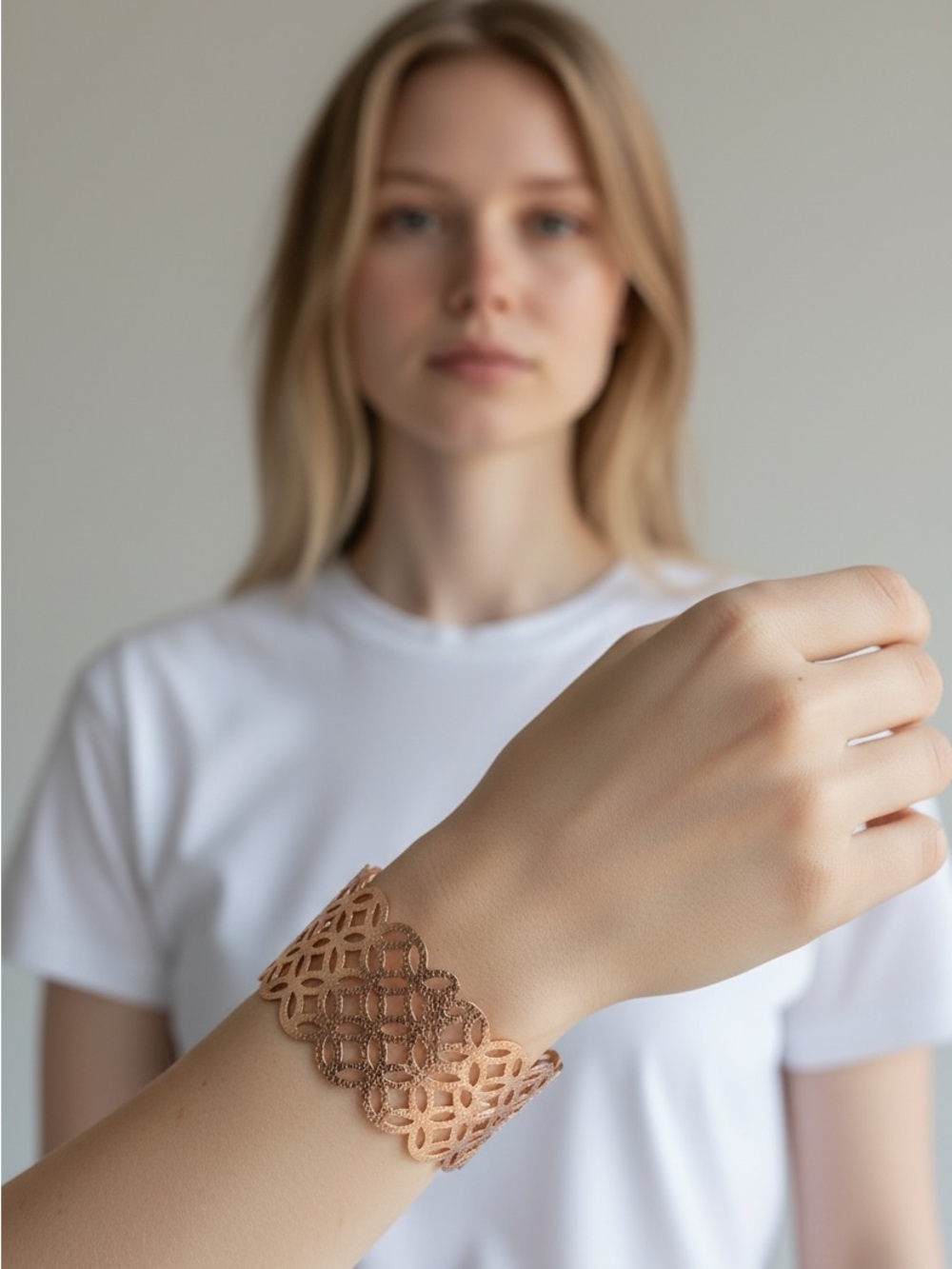 10/25 Rose Gold Filigree Cuff Bracelet - Fashion Wearable